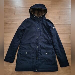 Hollister Co Faux Fur Lined Hooded Parka Jacket Navy Blue Medium